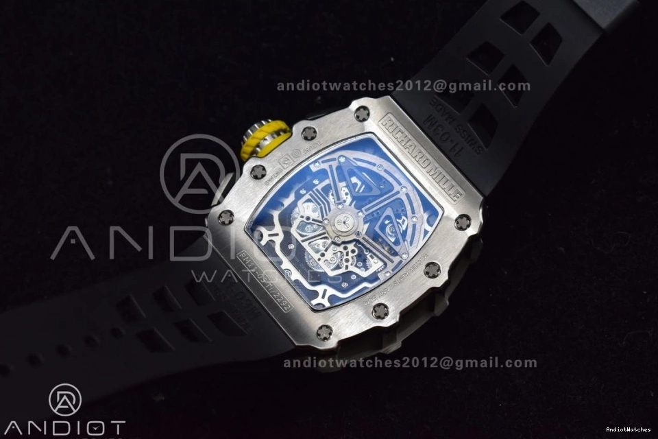 Crystal 1025 1:1 Edition A7750 RM011 Chrono Sophisticated Black on Dial Strap Rubber SS KVF Black V Best 0306